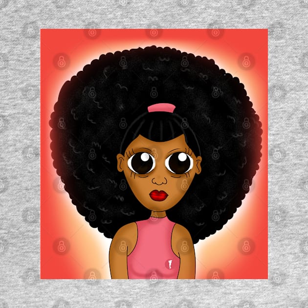 Cute brown skin girl with afro digital art drawing by Spinkly Creations 